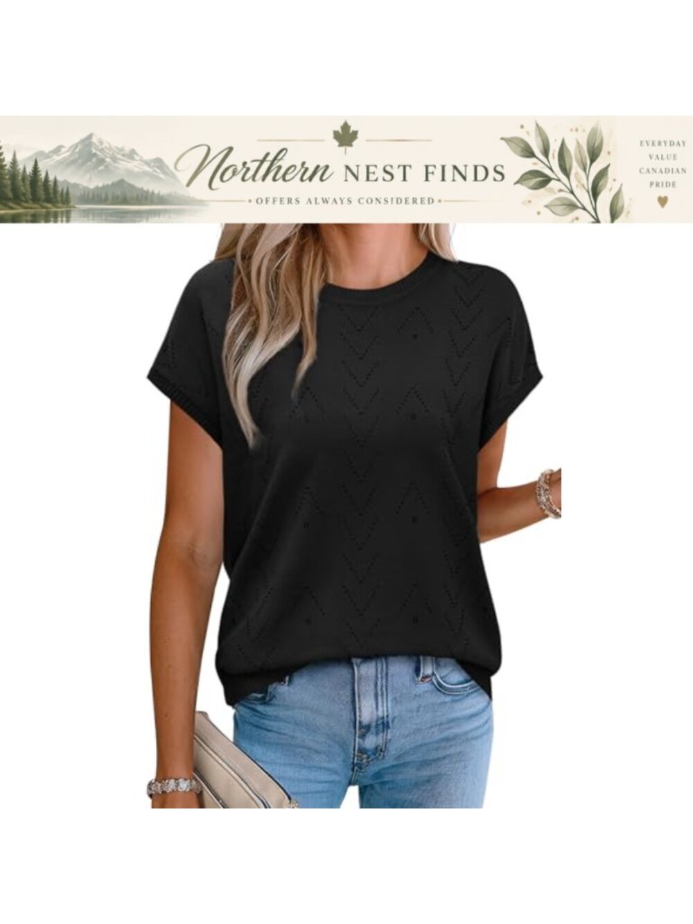 Short Sleeve Knit Sweater Women Summer Pullover Crew Neck Loose Fit Casual
